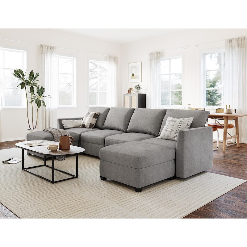 Sectional Sofa with Storage Seats