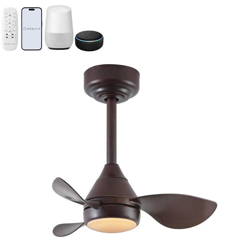 22" Smart LED Ceiling Fan, 6-Speed, Dimmable, App & Remote Control - Walnut