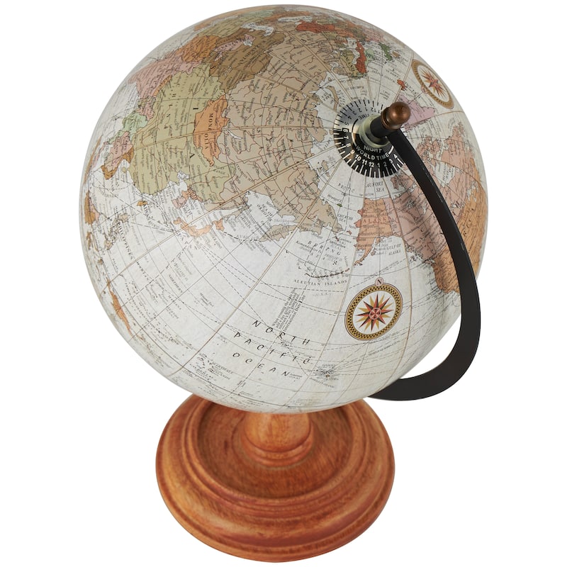 Brown Mango Wood Globe with Wood Base