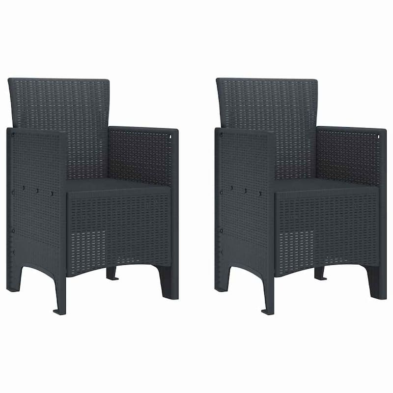 vidaXL Garden Dining Set 3/5 pcs Anthracite/Brown Polt rattan - 100 x 100 x 73 cm