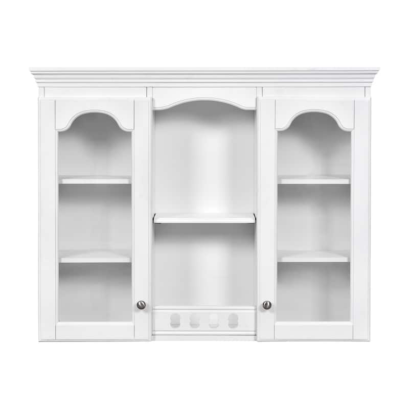 Wall Mounted Bathroom Storage Cabinet, Medicine Cabinet with Glass Doors & Open Shelves, Over The Toilet Storage Cabinet