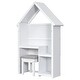 preview thumbnail 9 of 12, House-Shaped Kids Desk with a cushion stool House-Style Desk and Stool Set