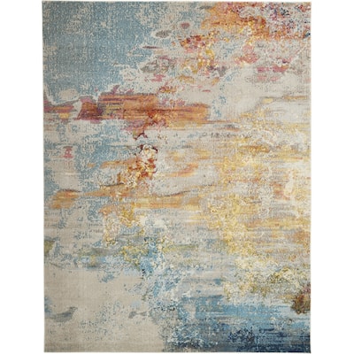 Muquh Power Loomed Abstract Area Rug By HomeRoots - 9' x 12'
