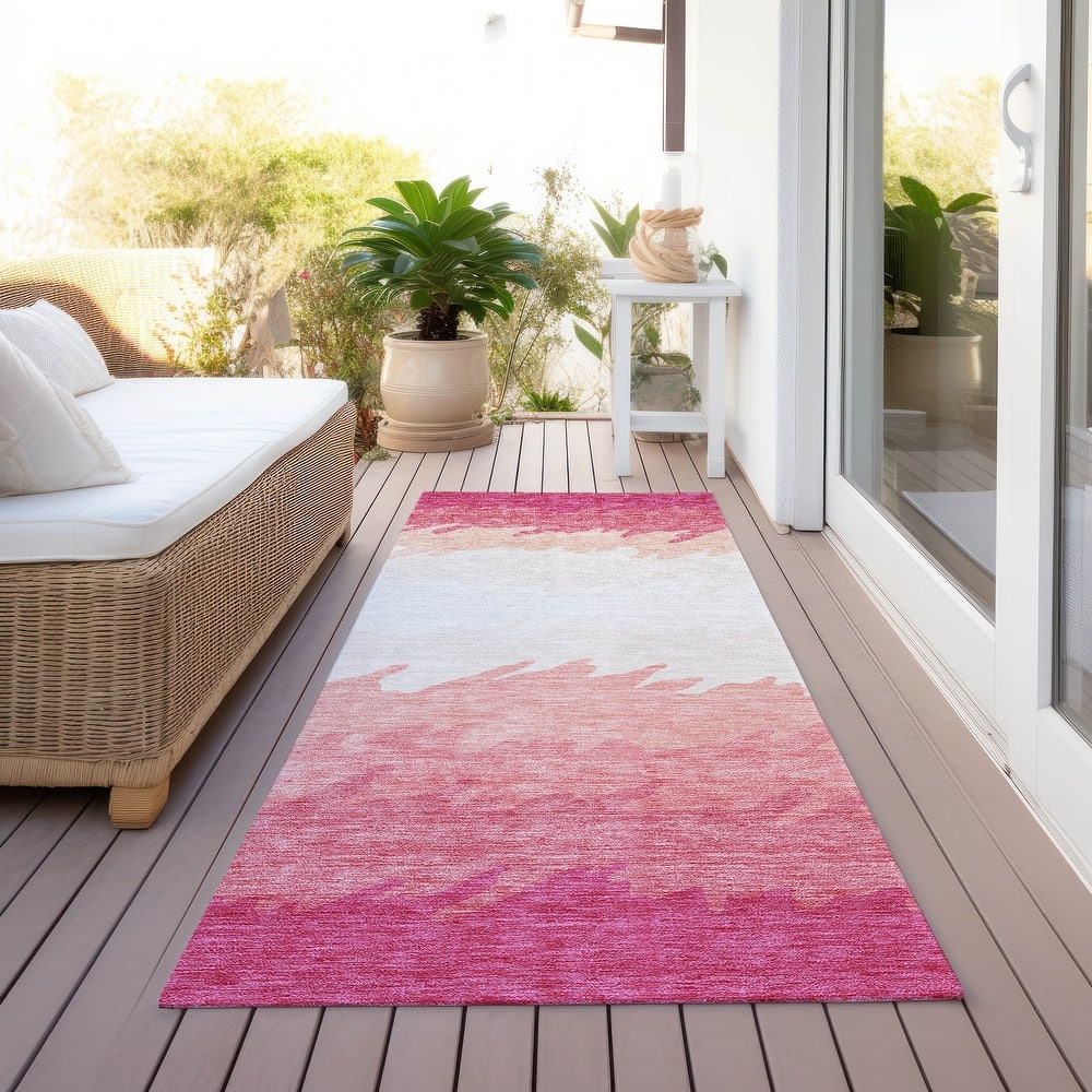 Machine Washable Indoor/ Outdoor Chantille Abstract Ombre Rug