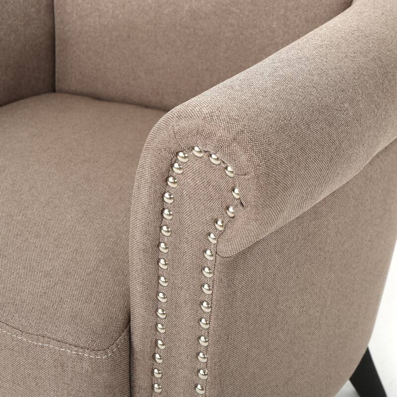 Roomfitters Upholstered Club Chair with Rolled Arms, Nailhead Trim and Cushioned Seat, Stylish Accent Armchair