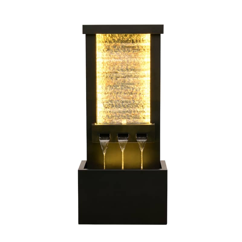LED Lighted Zinc Metal Outdoor Garden Water Fountain - 42.5"