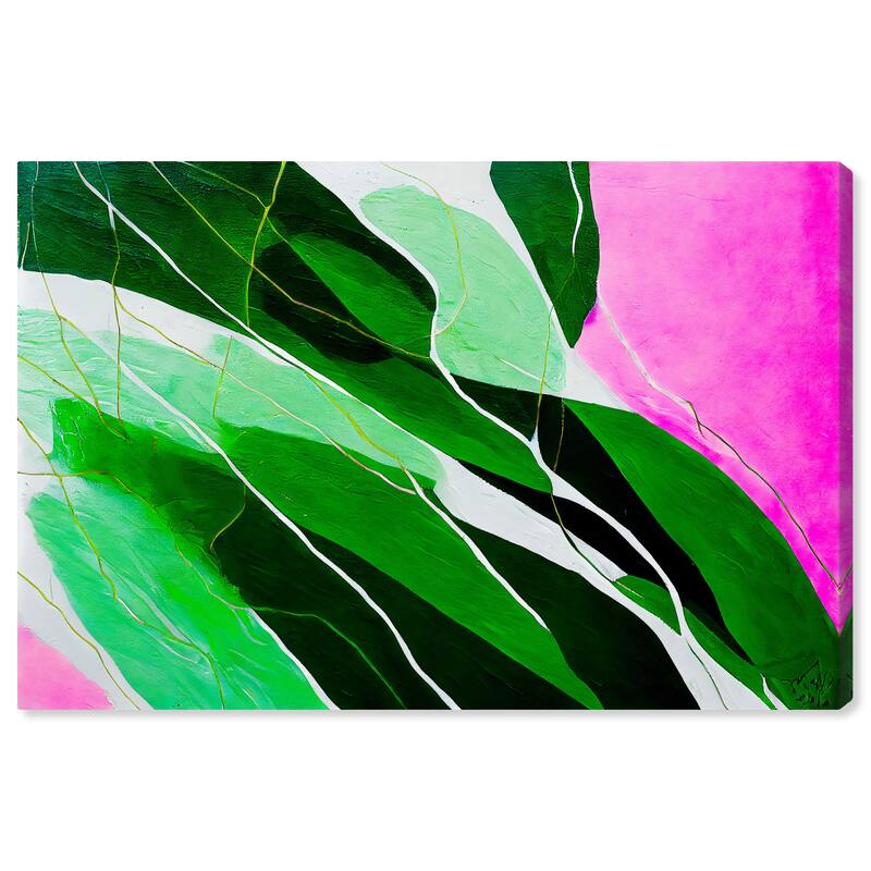 Wynwood Studio Abstract The Emerald Splash Pink and Hot Pink Tropical Wall Art Canvas Print
