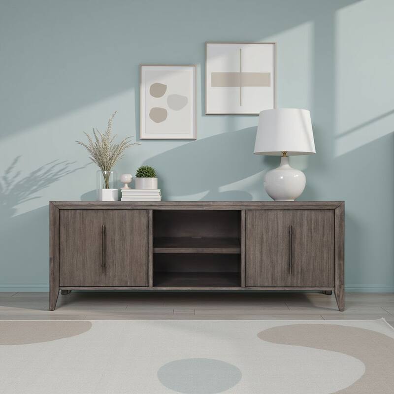 Bridgevine Home Avana 72 inch TV Stand Console, No Assembly Required, Smoky Greige Finish