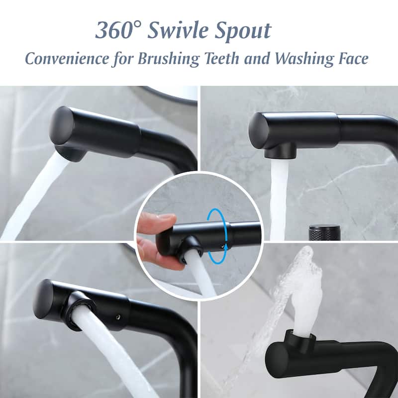Three Holes Double Handle Rotating Bathroom Sink Faucet