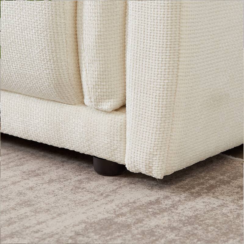 98.5" Fabric Modern Minimalist 3-Seater Sofa with 2 Pillows