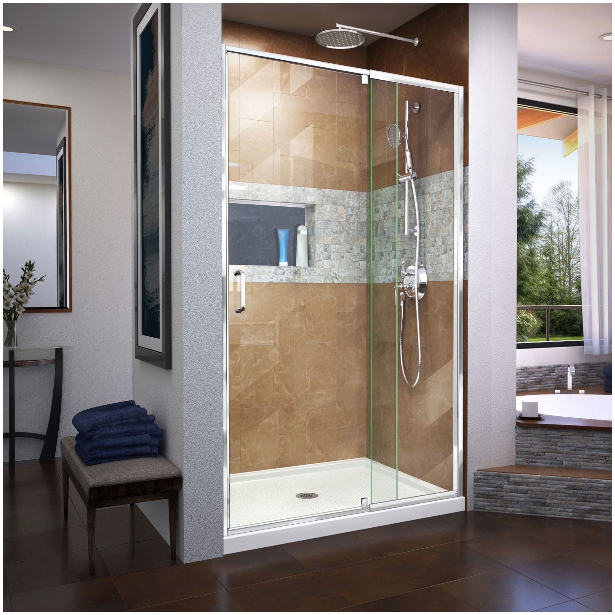 DreamLine Flex 72" High x 48" Wide Hinged Framed Shower Door with