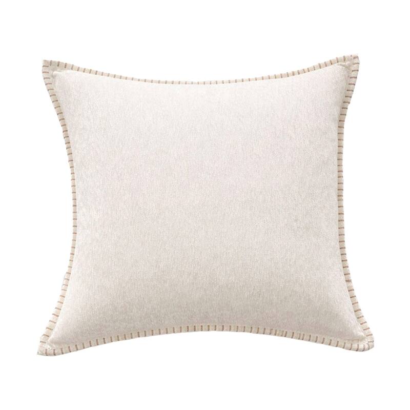 Textured Throw Pillow with Stitched Contrast Edge Set of 2 - Beige