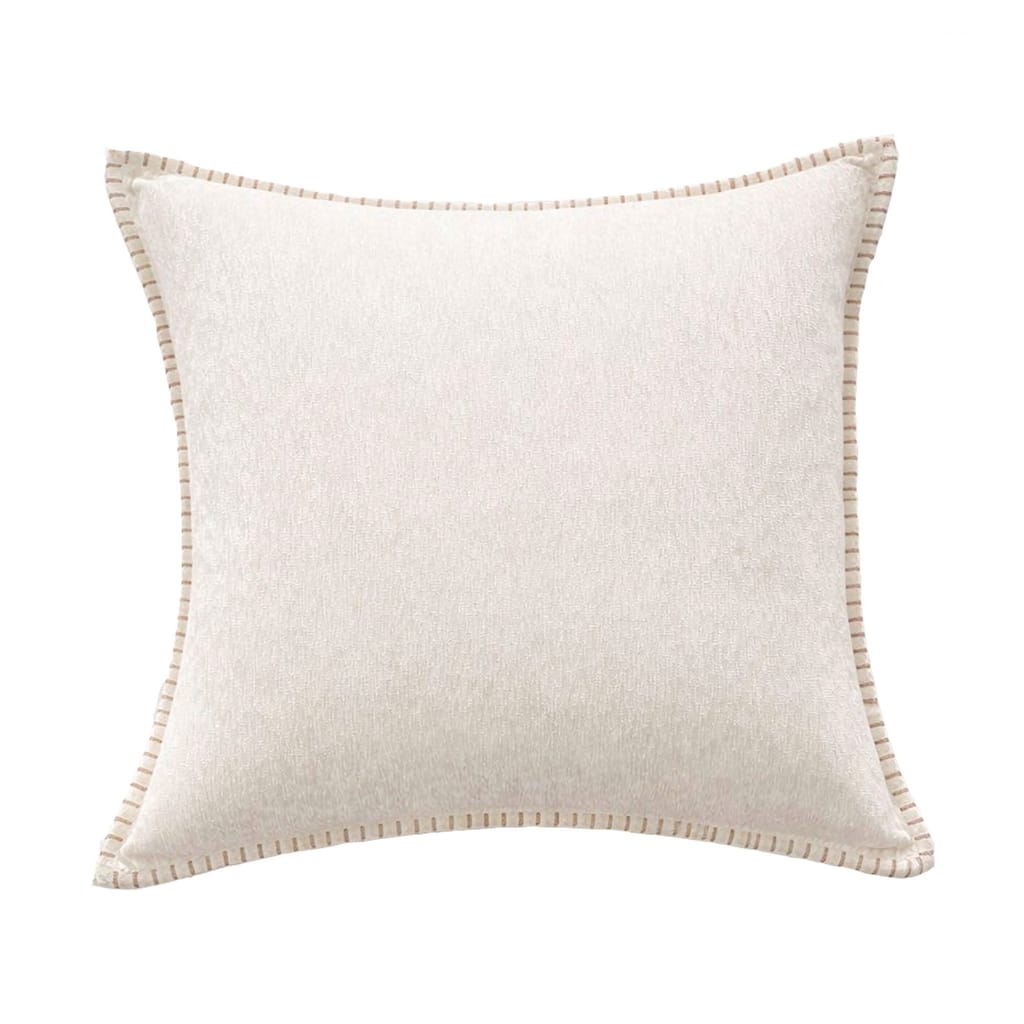 Textured Throw Pillow with Stitched Contrast Edge Set of 2