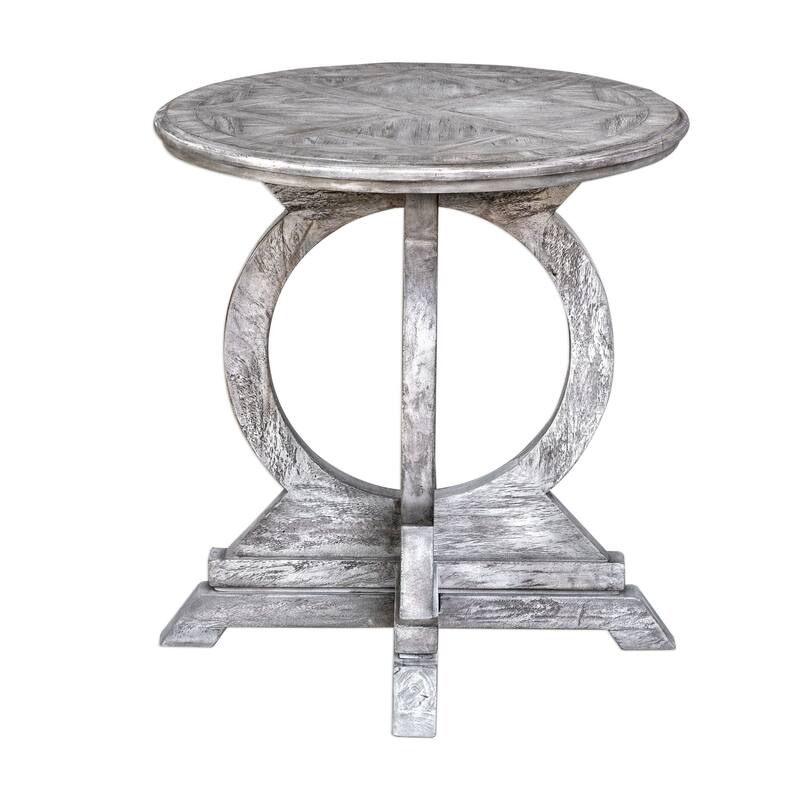 Uttermost Maiva 24" Diameter Wood Pedestal Table - Aged White
