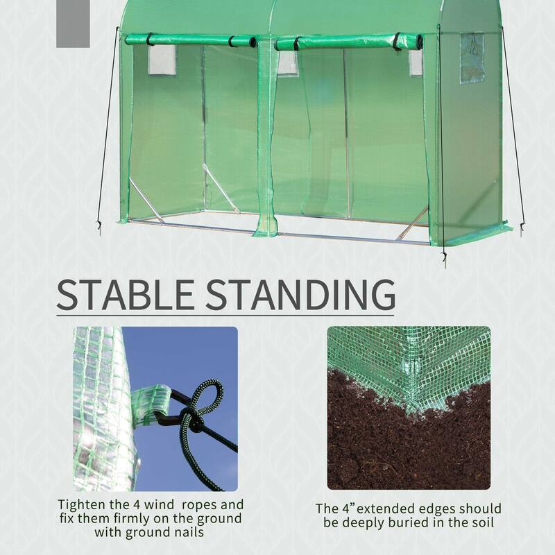 Outsunny 10' x 3' x 7' Tunnel Greenhouse Outdoor Walk-In Hot House with Roll-up Windows and Zippered Door, Steel Frame, PE Cover