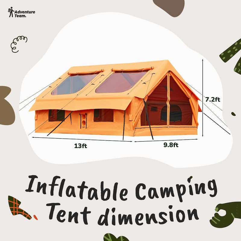 EROMMY Inflatable Tent with Chimney Opening, 8-10 Person Air Glamping Tent