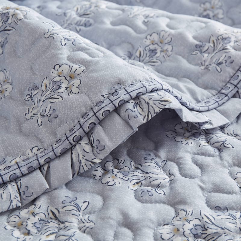 Madison ParK Linwood 3 Piece Ruffle Printed Quilt Set