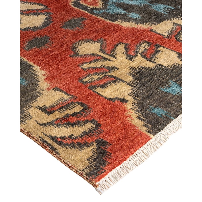 Ikat One-of-a-Kind Hand-Knotted Area Rug, Red - 9' 1" x 11' 9"
