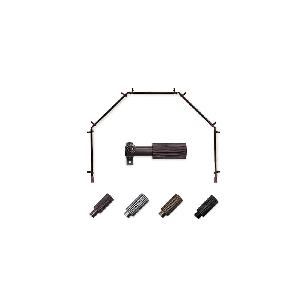 Bay Window Curtain Rod - 5 Sided Corner Rods, Black Drapery Hardware - 13/16 Inch Diameter - M