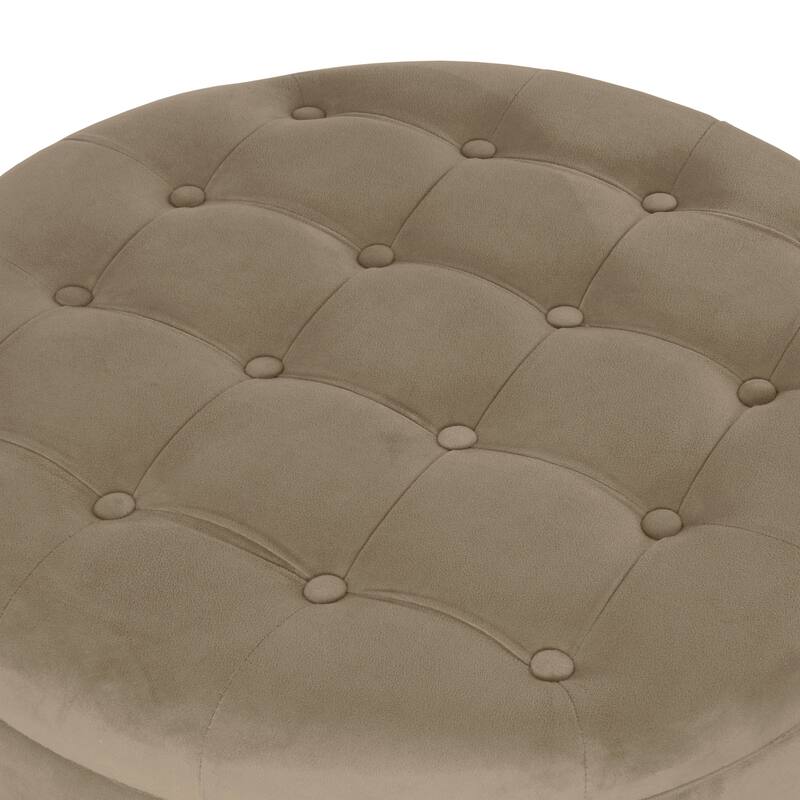 HomePop Button Tufted Round Storage Ottoman