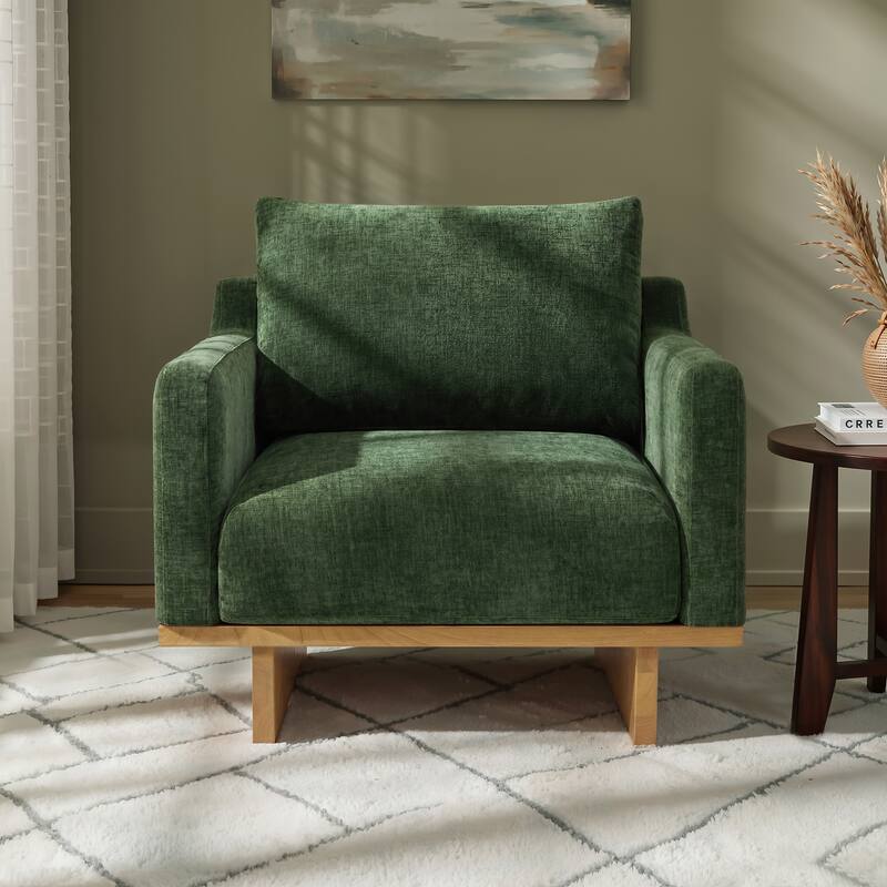 Christopher Knight Home - Modern Wooden Upholstered Accent Chair with Ergonomic Comfort