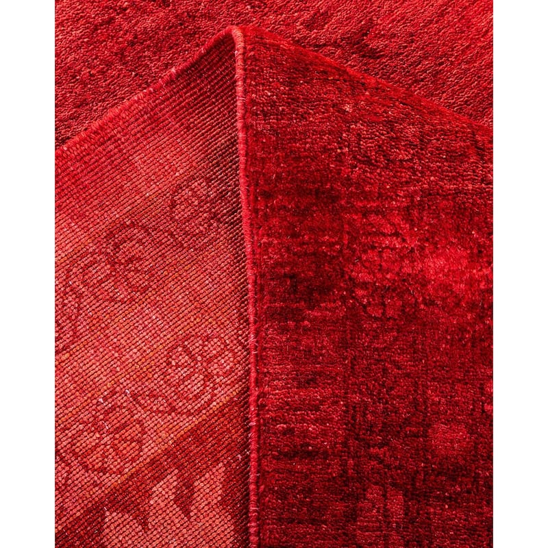 Overton Hand Knotted Wool Vintage Inspired Modern Contemporary Overdyed Red Area Rug - 12' 0" x 17' 10"