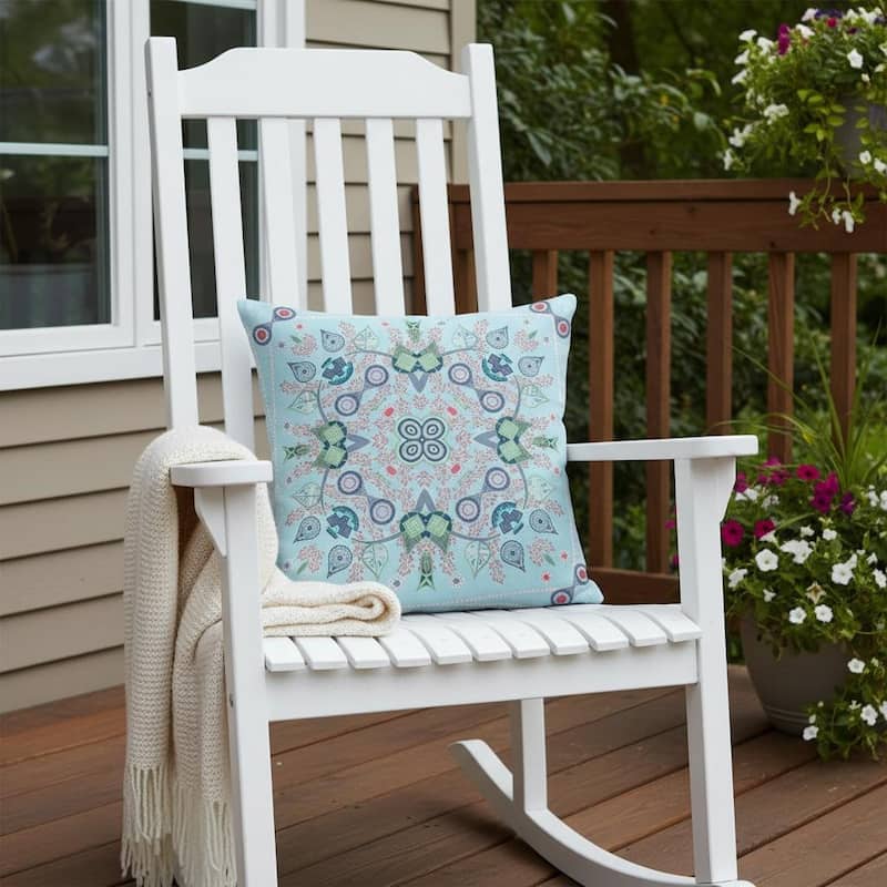 HomeRoots 16" x 16" Light Blue Blown Seam Paisley Indoor Outdoor Throw Pillow - 16.00' X '5.00' X '16.00 - Light Blue - 16.00' X '5.00' X '16.00