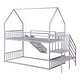 preview thumbnail 10 of 10, Stylish & Simple Twin Size Metal Bunk Bed House Bed with Convertible Slide and Storage Staircase, Solid Construction, Silver
