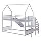 preview thumbnail 10 of 10, Twin Size Metal Bunk Bed House Bed with Slide and Staircase, Silver