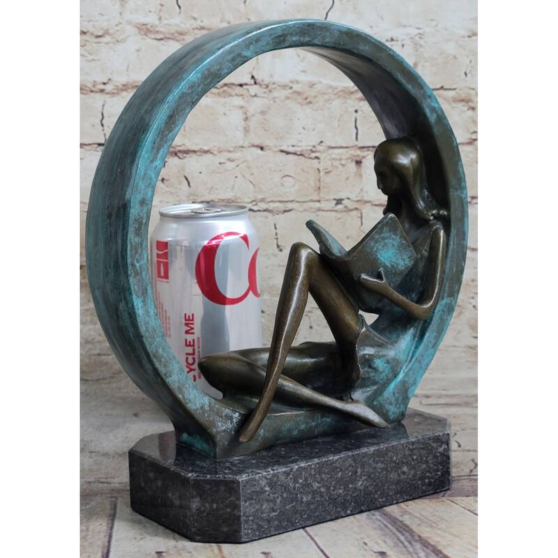 Signed Original Artwork By Collet Girl Reading A Book Bronze Sculpture Figurine