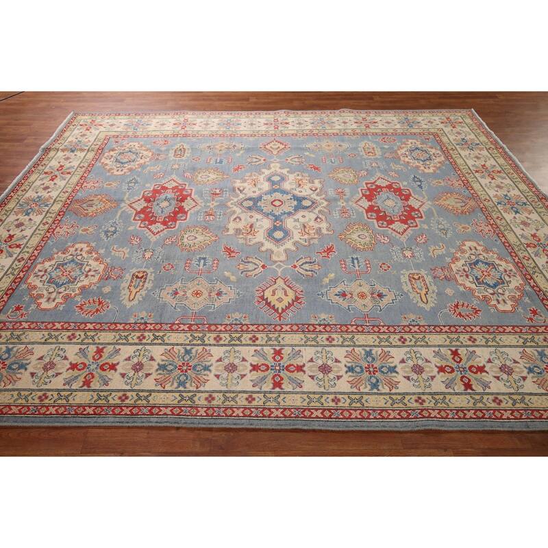 Light Blue Kazak Area Rug Handmade Wool Carpet - 8'0" x 9'11"