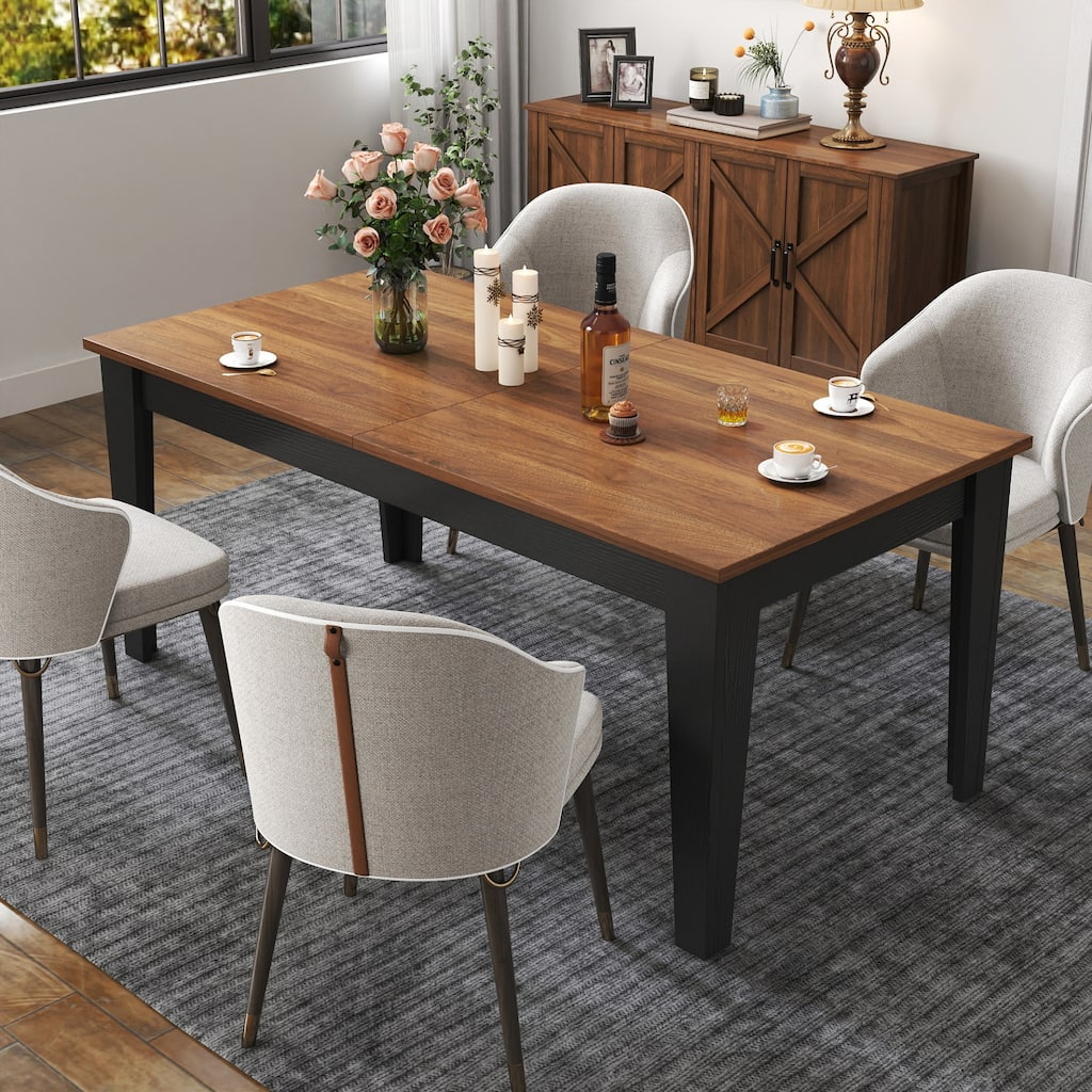 Roomfitters 106.3" Extendable Dining Table Modern Wooden Kitchen Conference Desk Large Dinner Party Furniture