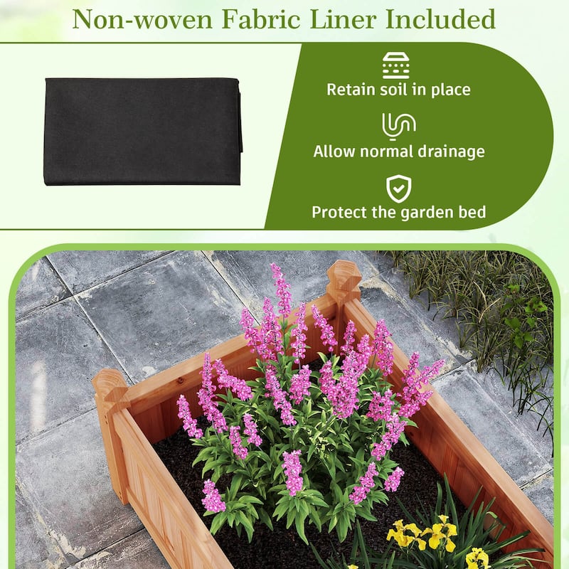 Costway Wooden Raised Garden Bed Outdoor Rectangular Planter Box with - See Details