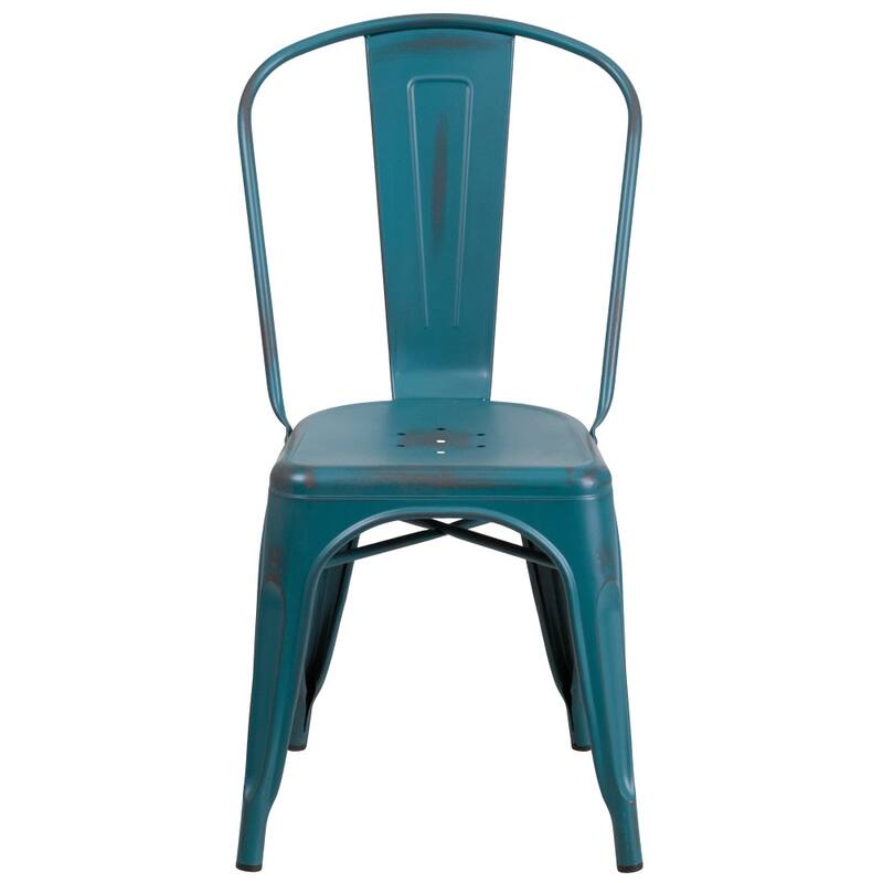 Distressed Metal Indoor/ Outdoor Stackable Chair
