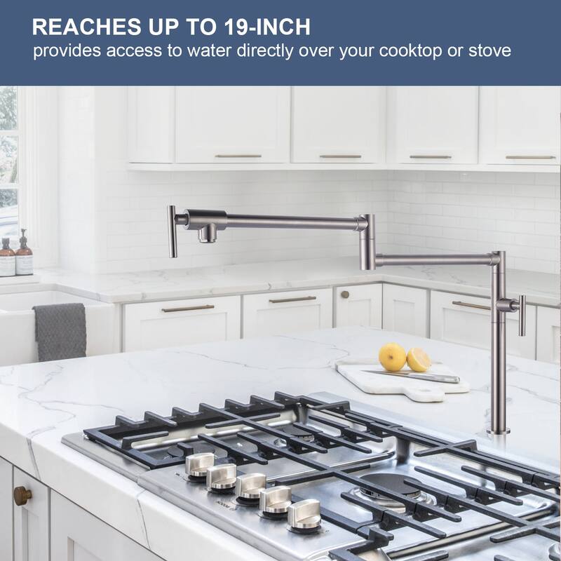 WOWOW Deck Mount Double Handle Pot Filler Faucet