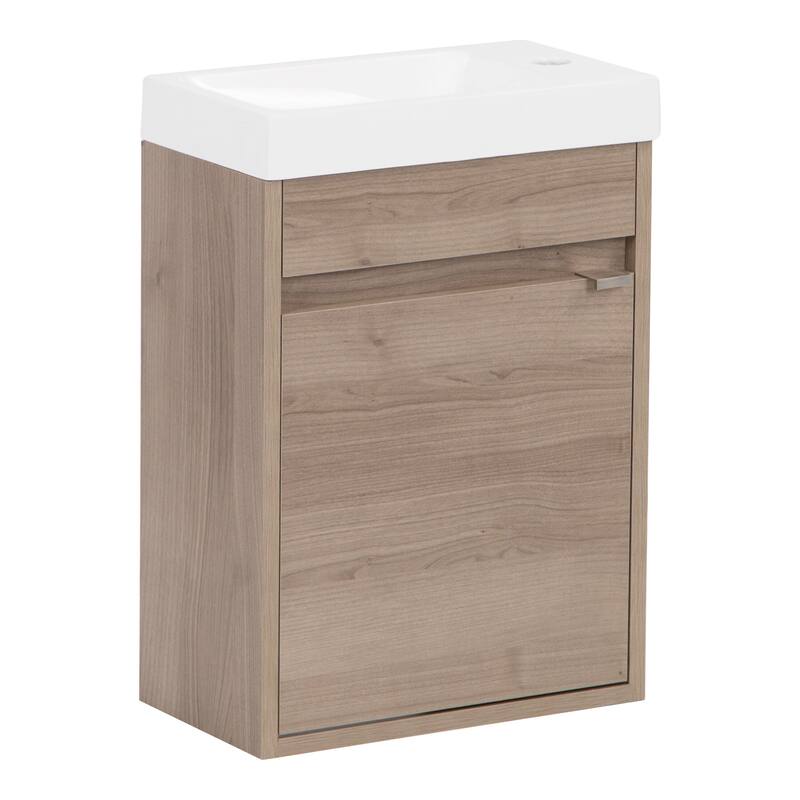 Spring Mill Cabinets Kambree 15.75" Floating 1-Door Bathroom Vanity With White Sink Top