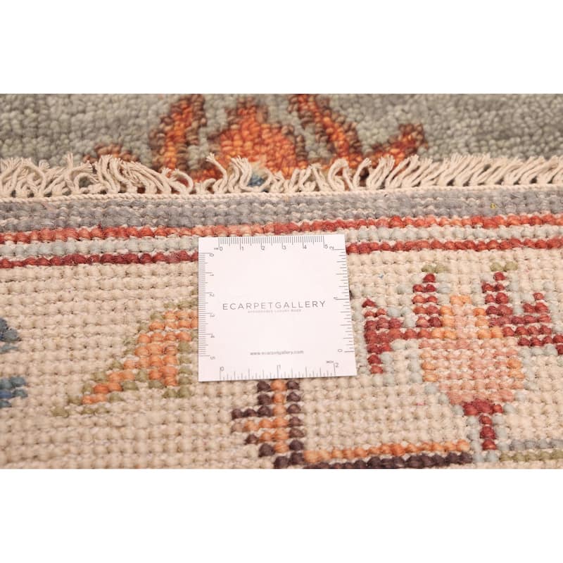 ECARPETGALLERY Hand-knotted Modern Oushak Sage Wool Rug - 2'6 x 10'7