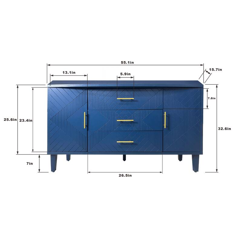Stylish and Functional 4-Door Storage Cabinet with Pine Legs and MDF, for Living Room Bedroom,and Kitchen