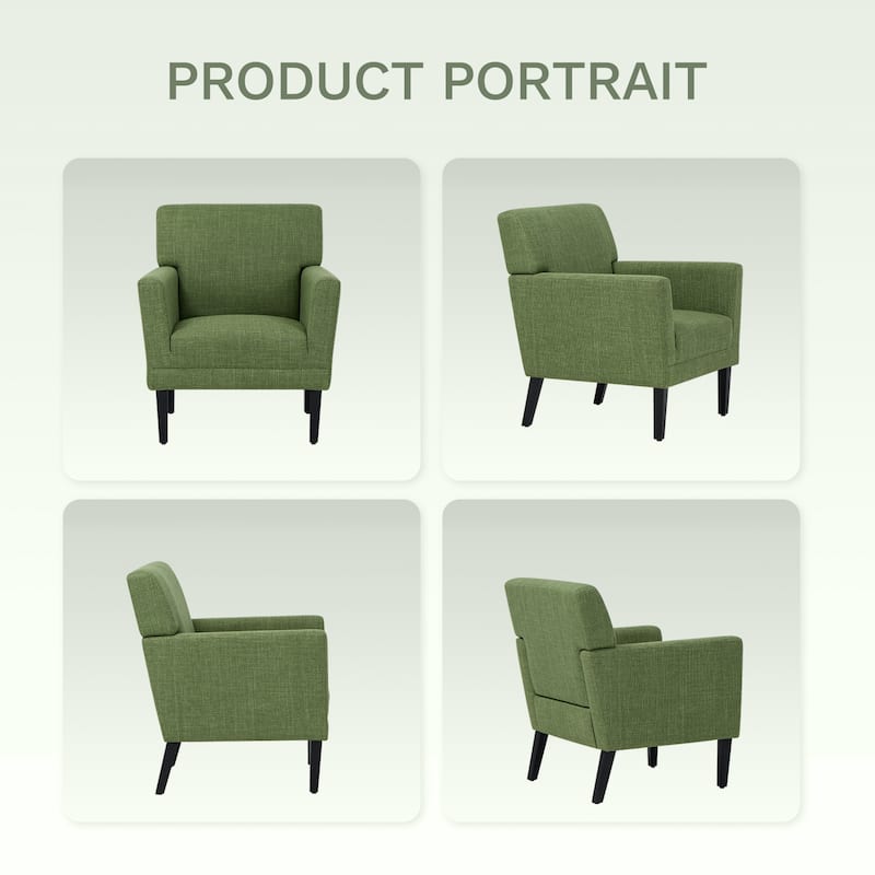 Modern Upholstered Armchair - Plush Fabric Accent Chair for Living Room & Bedroom