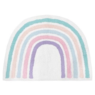 Pastel Rainbow Collection Accent Floor Rug (2'5" x 1'8") - Blush Pink, Purple, Teal, Blue and White - 2' x 3'