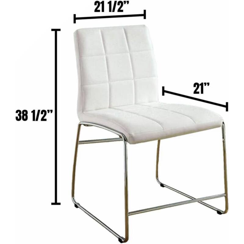 White Color Leatherette 2pcs Counter Height Dining Chairs Chrome Metal Legs Dining Room Counter Height Chairs