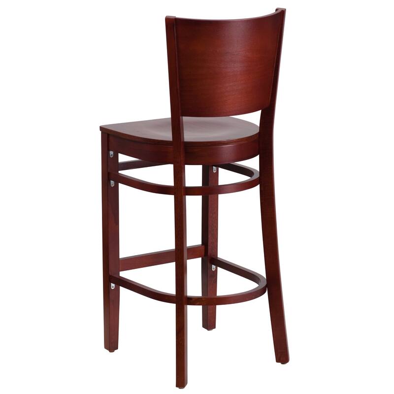 2 Pk. Lacey Series Solid Back Wooden Restaurant Barstool - 16.75"W x 18"D x 43.5"H - 16.75"W x 18"D x 43.5"H