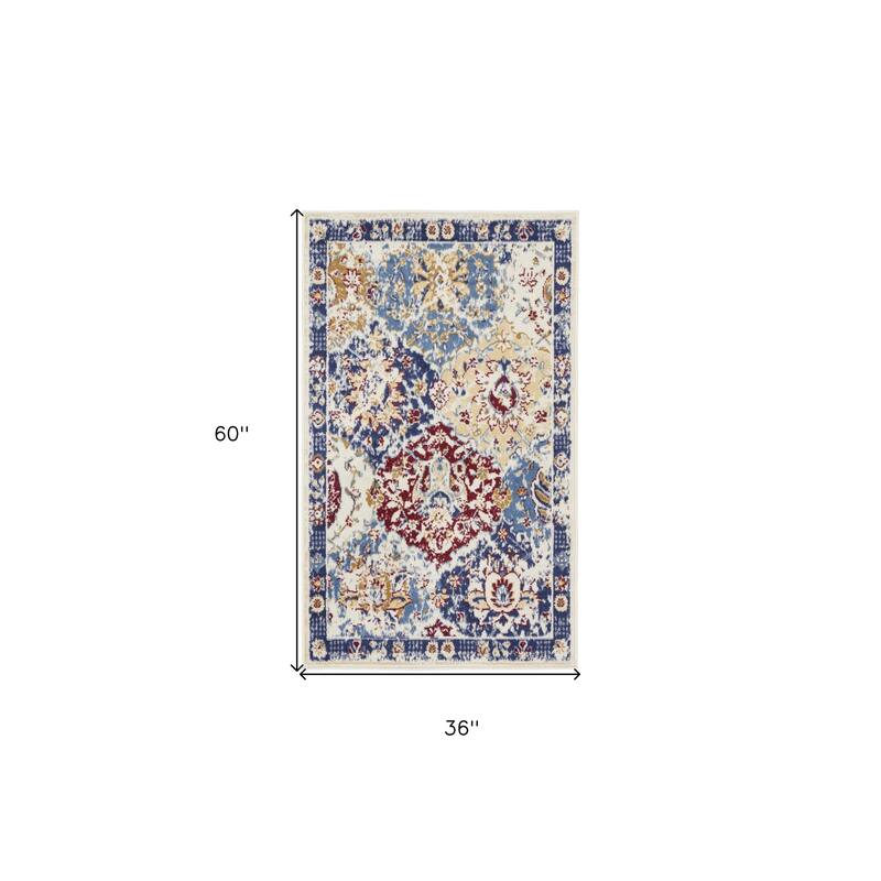 HomeRoots Ogee Transitional Rectangle Area Rug - 3' X 5'