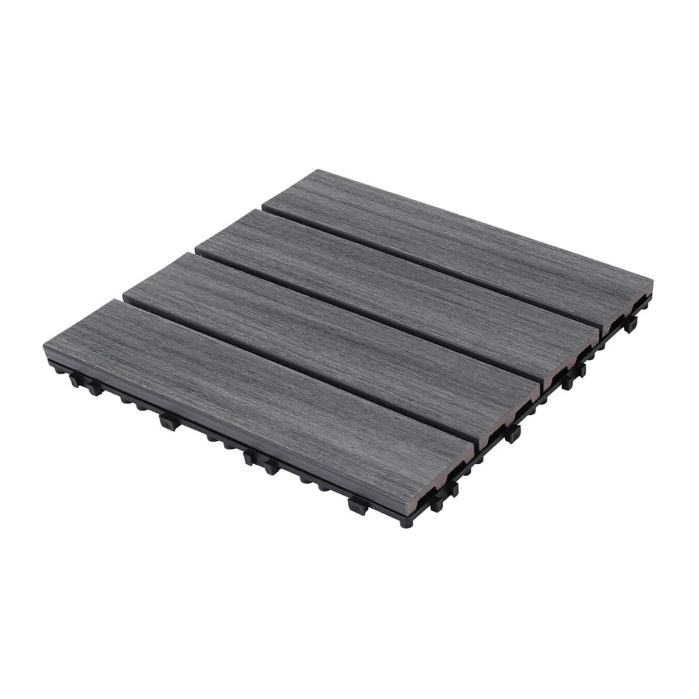 Patio Floor Tiles Pack of 22 WPC Wood-Plastic Composite Patio Deck Tiles DIY Interlocking Decking Tiles