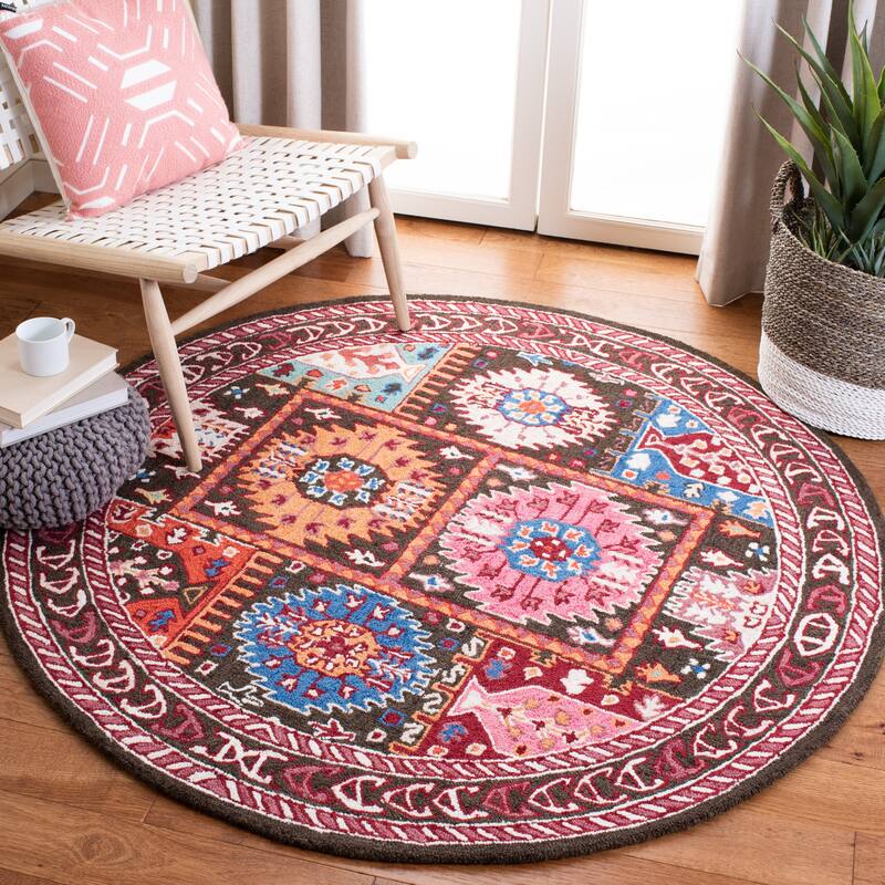 SAFAVIEH Handmade Bellagio Dirce Modern & Contemporary Oriental Wool - 5' x 5' Round - Brown/Rust - Runner/Round