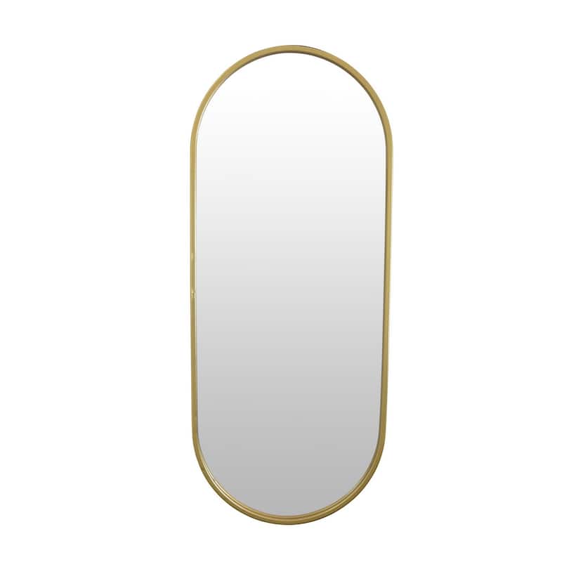 Fenny Wall Mounted Mirror Decor, Oval Shape, 16 x 40, Gold Metal