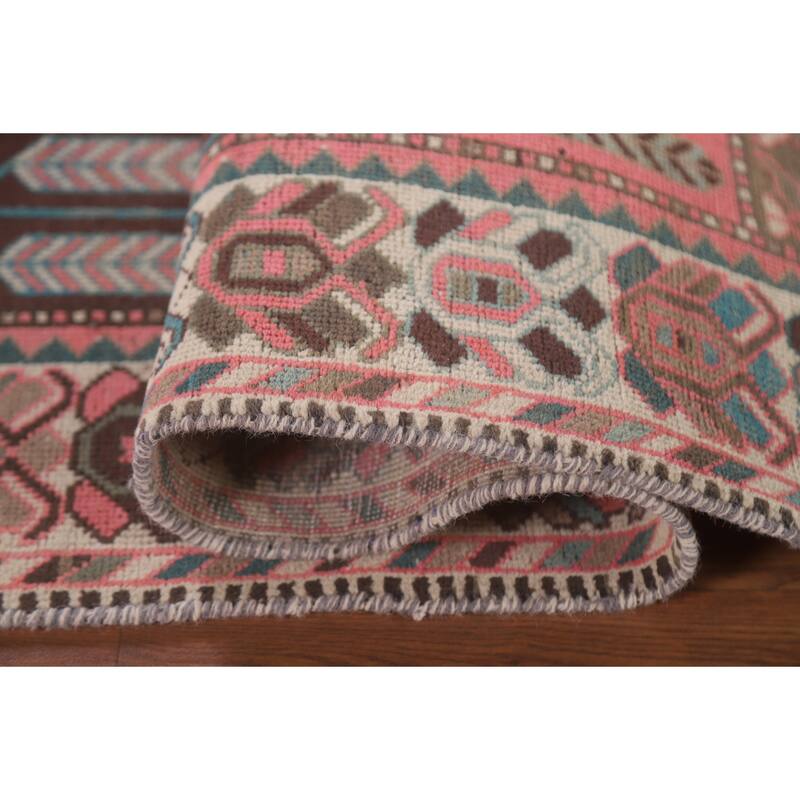 Hand Knotted Oriental 100% Wool Carpet Traditional All-Over Pink Bakhtiari Area Rug - 9' 3'' X 4' 8''