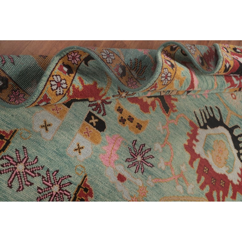 Light Green Heriz-Serapi Oriental Area Rug Handmade Wool Carpet - 8'11"x 11'9"