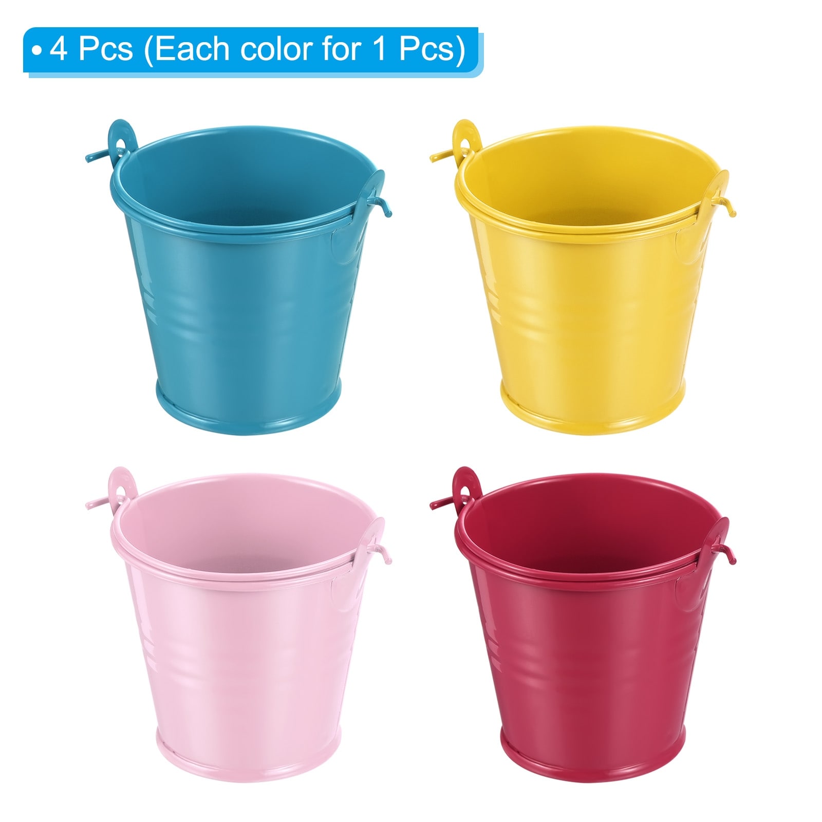 4Pcs 2x2 Small Metal Bucket Colorful Mini Buckets with Handles Assorted  Colors