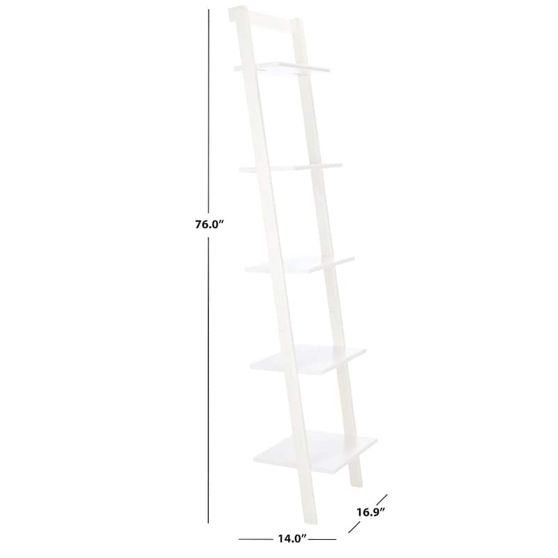 SAFAVIEH Viorela 5-Tier Leaning Etagere Bookcase - 16.9" W x 14" L x 76" H - 17Wx14Dx76H